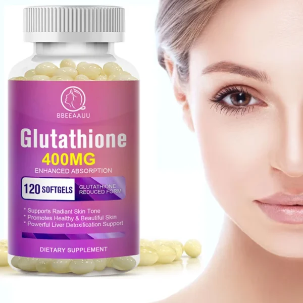 BBEEAAUU-cápsulas de glutatión, soporte para blanqueamiento de la piel, mejora la luminosidad, antiarrugas y Antienvejecimiento, desintoxicación, salud del ver - Imagen 4