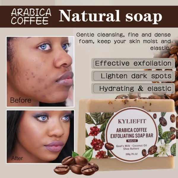 KYLIEFIT exfoliante de café y nueces brasileñas, exfoliante de azúcar de karité, aclara, rejuvenece, exfolia, nutre, limpia la piel, uso facial y corporal - Imagen 6